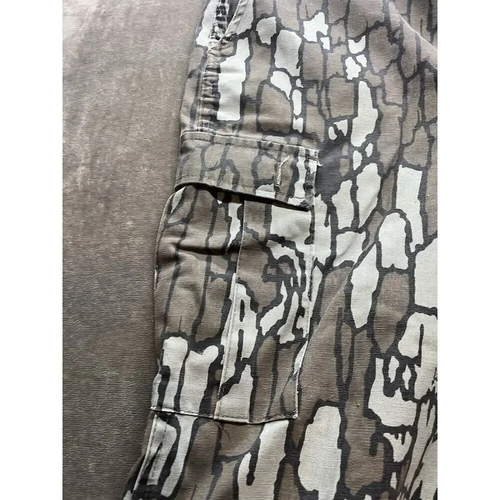 Vintage 80's Walls Tree Bark Camo Cargo Pants‎ Mens Hunting Made In USA 40 X27